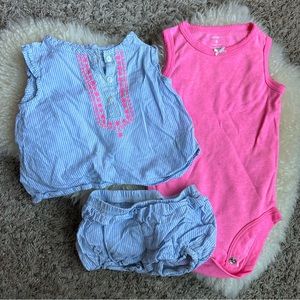 Carter’s 3 piece striped lightweight summer shorts and tank set size 9m
